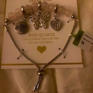 NWT urban soul Genuine Rose Quartz Charm Bracelet